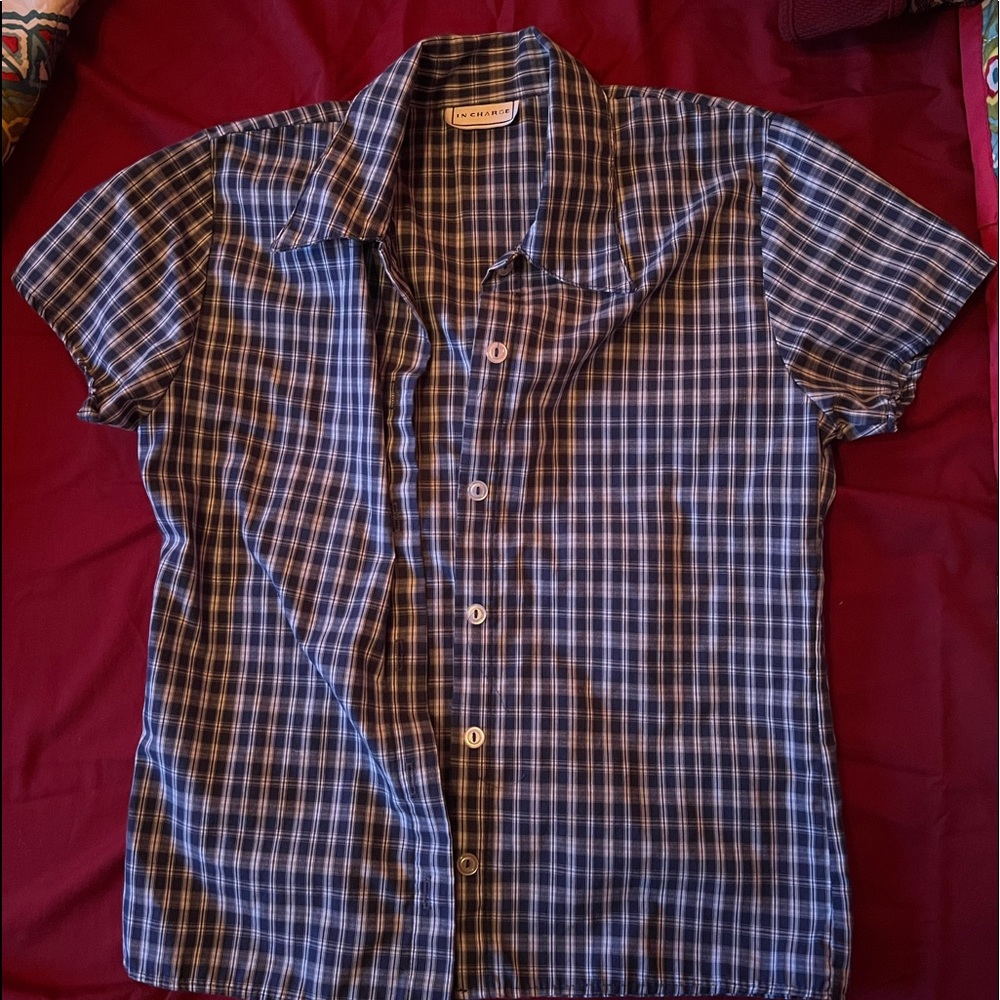 Plaid Crop Top w Buttons